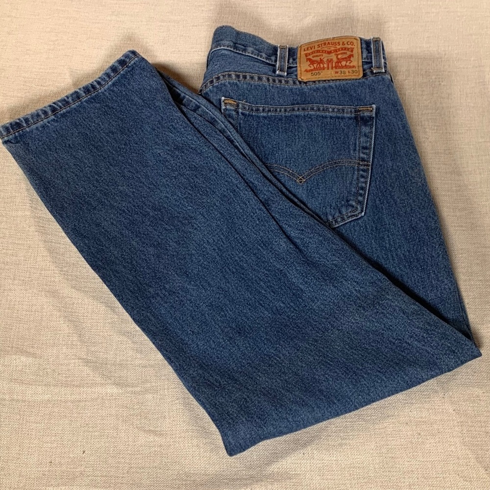 Levi Strauss Co 505 Jeans Mens‎ W38 L30 See PicsBlue Denim Straight Leg Classic